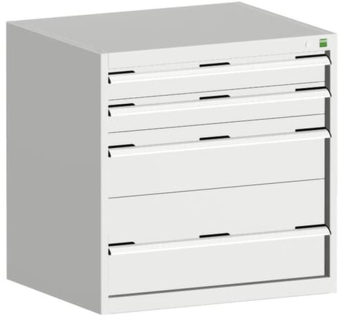 bott Schubladenschrank cubio Grundfläche 800x525 mm, 4 Schublade(n), RAL7035 Lichtgrau/RAL7035 Lichtgrau