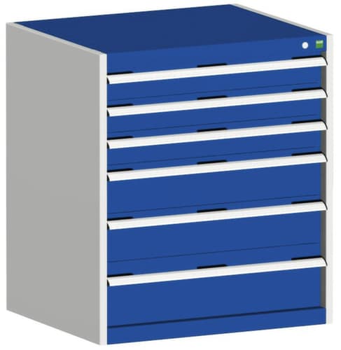 bott Schubladenschrank cubio Grundfläche 800x525 mm, 6 Schublade(n), RAL7035 Lichtgrau/RAL5010 Enzianblau
