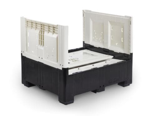 Klappbare Palettenbox High Cube mit Klappe, 4 Füße, Länge x Breite 1200 x 1000 mm