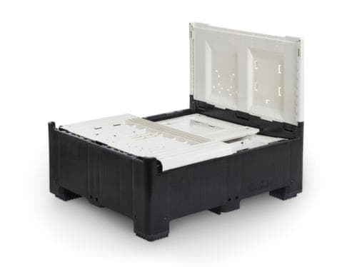 Klappbare Palettenbox High Cube mit Klappe, 4 Füße, Länge x Breite 1200 x 1000 mm