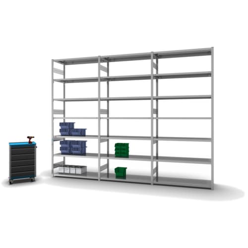 hofe Traversenregal in schwerer Bauart, Höhe x Breite x Tiefe 3000 x 1360 x 535 mm, 7 Böden