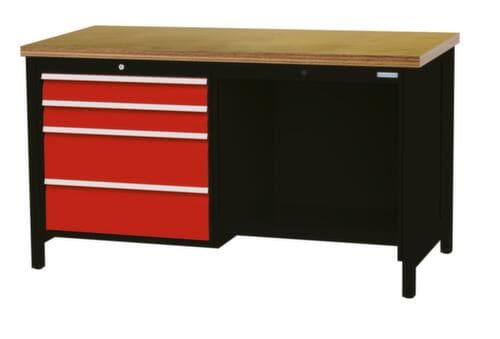 Bedrunka + Hirth Werkbank, 4 Schubladen, 1/2 Ablageboden