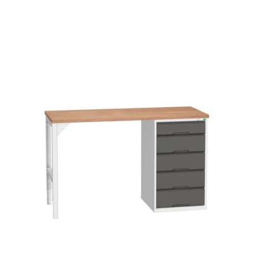 bott Werkbank verso, 5 Schubladen, RAL7035 Lichtgrau/RAL7016 Anthrazitgrau