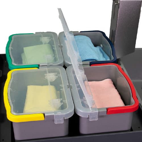 Geschlossener Reinigungswagen VariX - Box, 4x6 l Eimer
