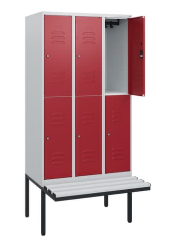 C+P Doppelstöckiger Spind Classic Plus mit Sitzbank, Abteilbreite 300 mm