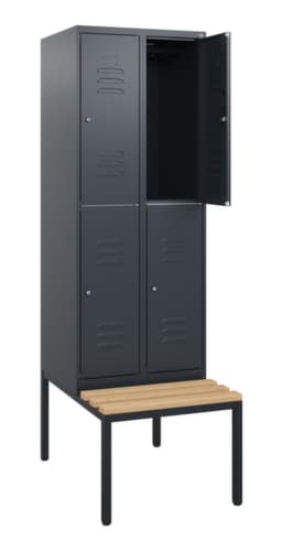 C+P Doppelstöckiger Spind Classic Plus mit Sitzbank, Abteilbreite 300 mm