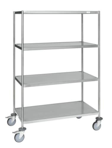 Kongamek Edelstahl-Etagenwagen, Traglast 200 kg, 4 Etagen