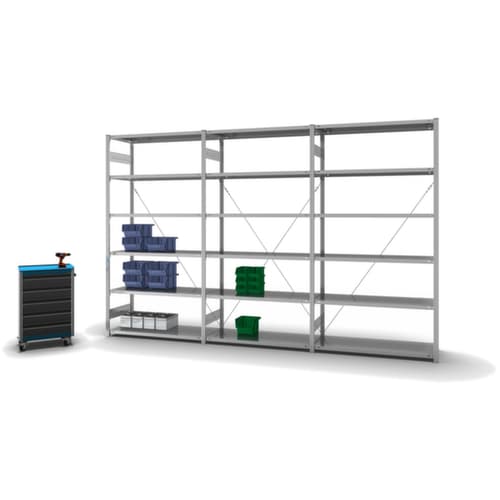 hofe System-Steckregal in Standard Bauart, Höhe x Breite x Tiefe 2500 x 1360 x 535 mm, 6 Böden