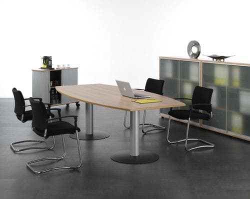 Gera Konferenztisch Basis, Breite x Tiefe 2400 x 800 mm, Platte Ahorn