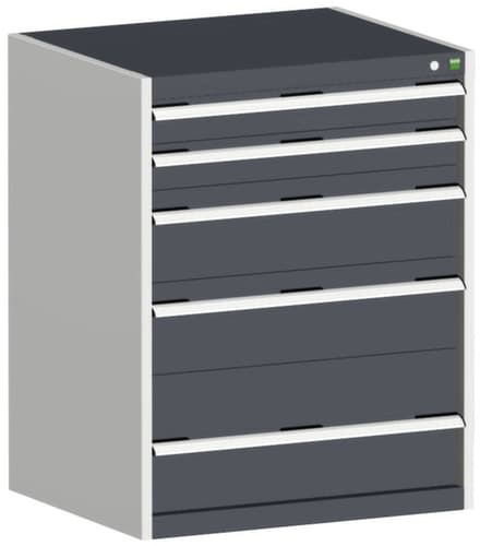 bott Schubladenschrank cubio Grundfläche 800x650 mm, 5 Schublade(n), RAL7035 Lichtgrau/RAL7016 Anthrazitgrau